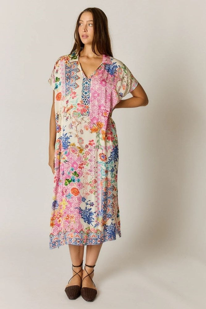 Rubyyaya Songbird Kaftan – White
