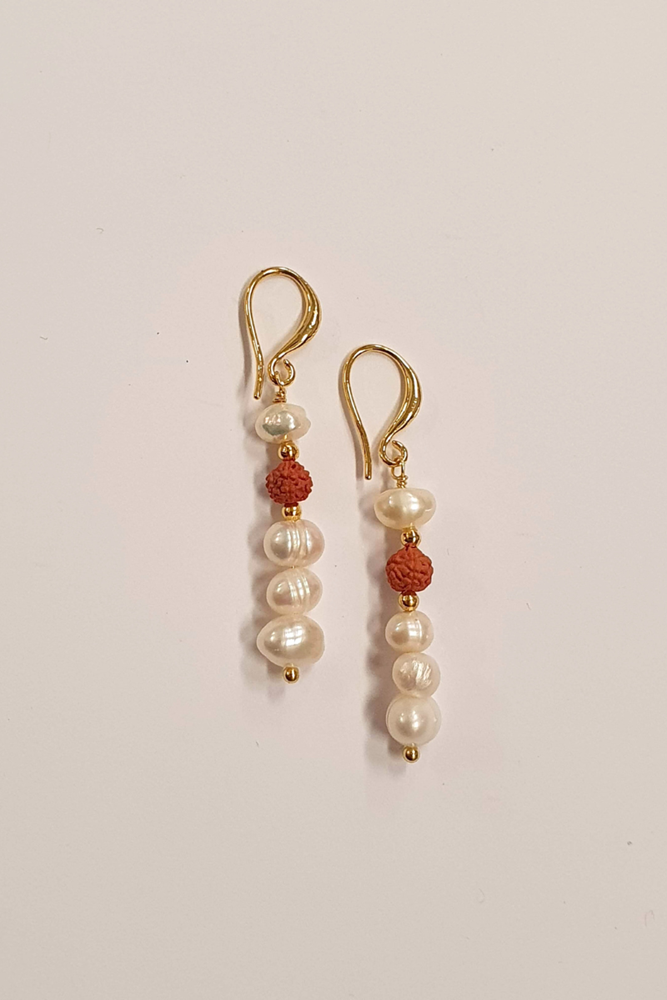 Shop Pearl Earring with Rudraksha - Origen Imports