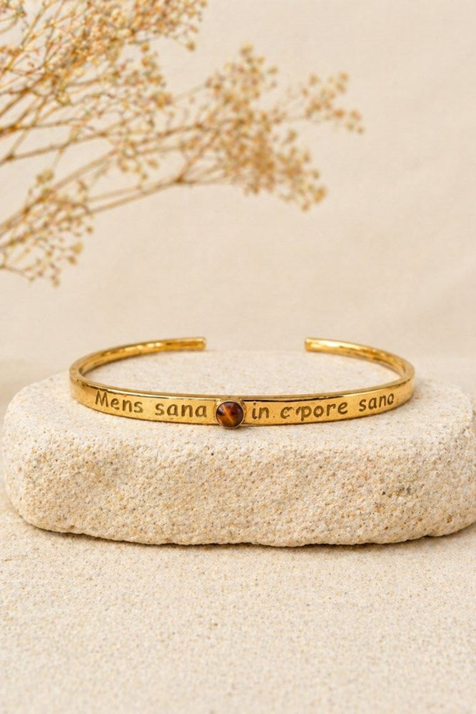 Gold Satire Cuff with Stone