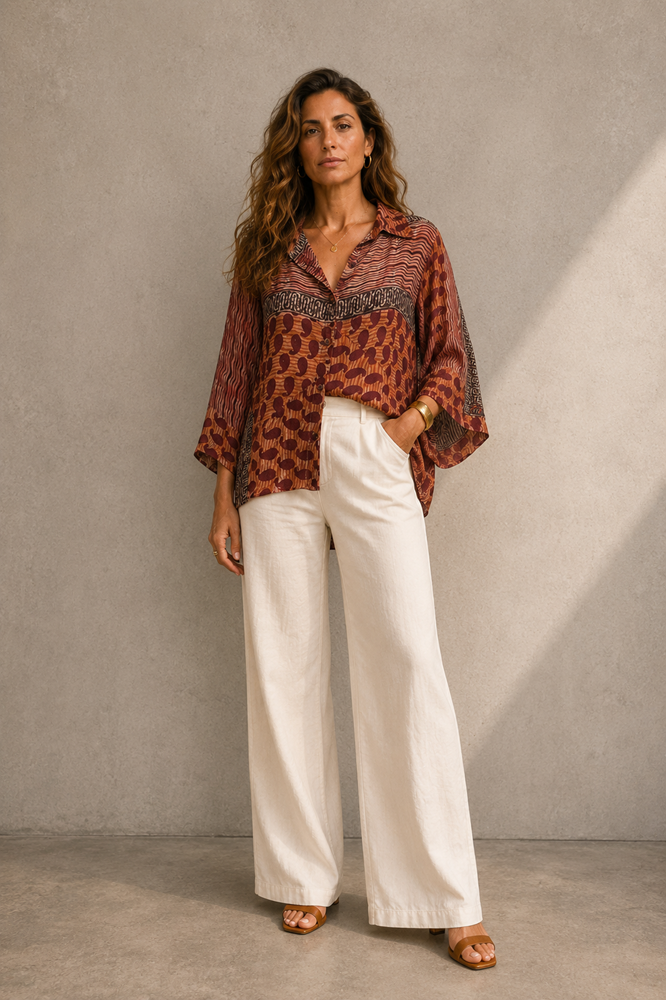Tilly Cropped Vintage Silk Shirt