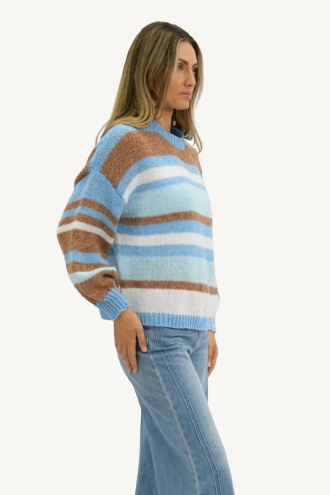 Sienna Multi Stripe Knit Jumper - Blue