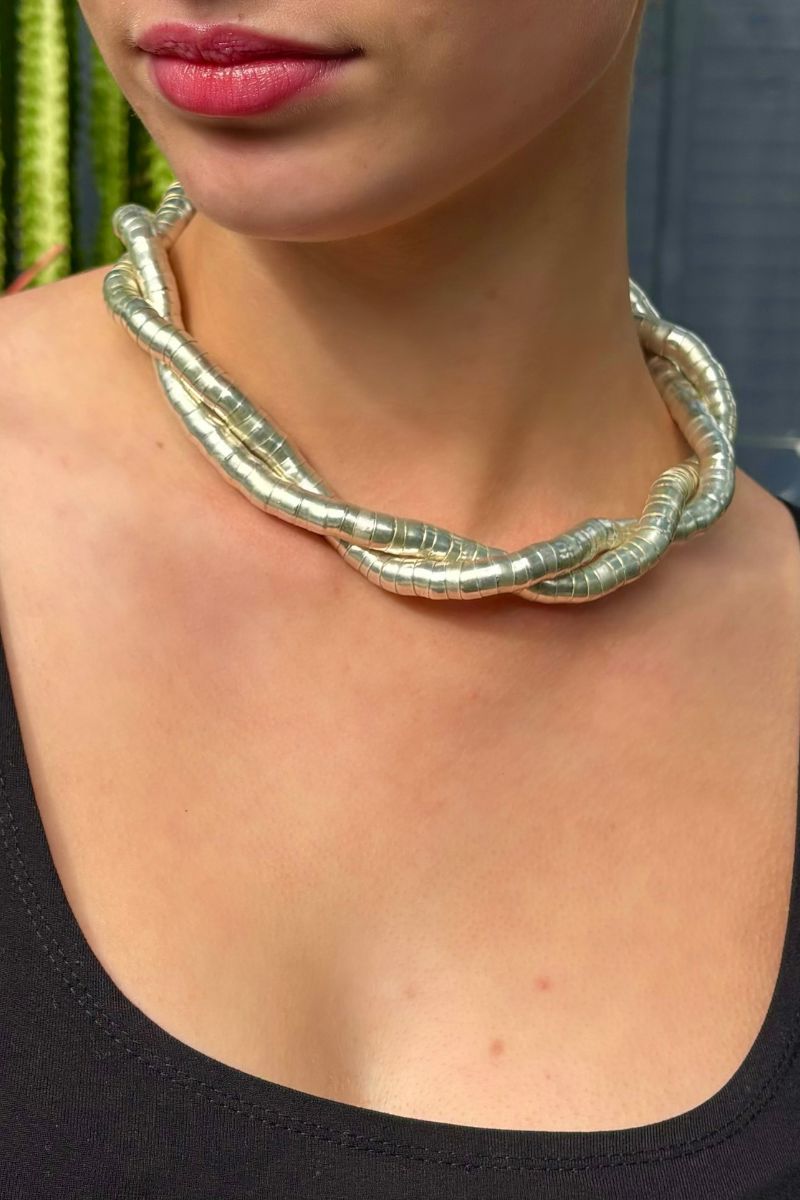 Shop Silver Bendable Snake Necklace By Origen Imports - Origen Imports