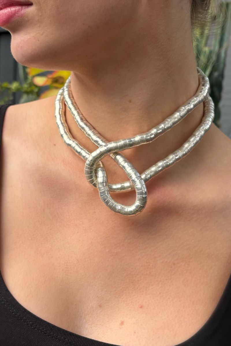Shop Silver Bendable Snake Necklace By Origen Imports - Origen Imports