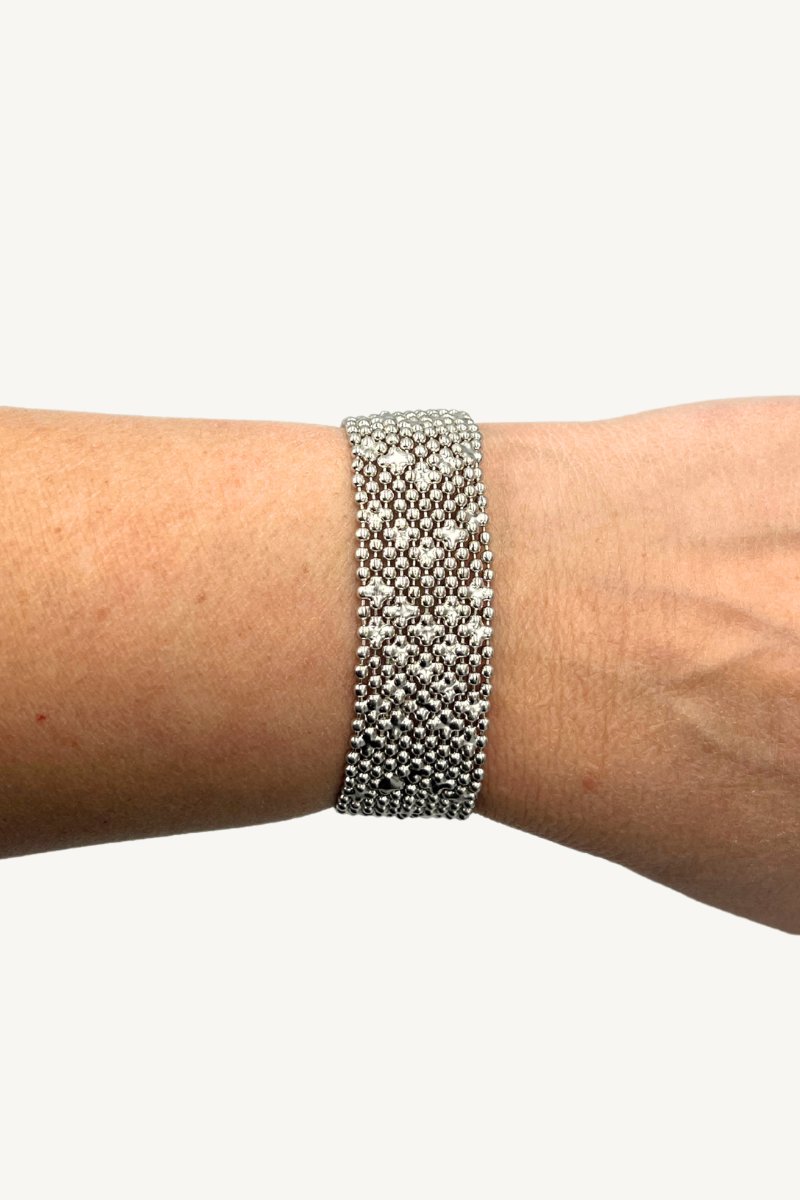 Shop Silver Mesh Amara Bracelet (W. 2cm) by Origen - Origen Imports