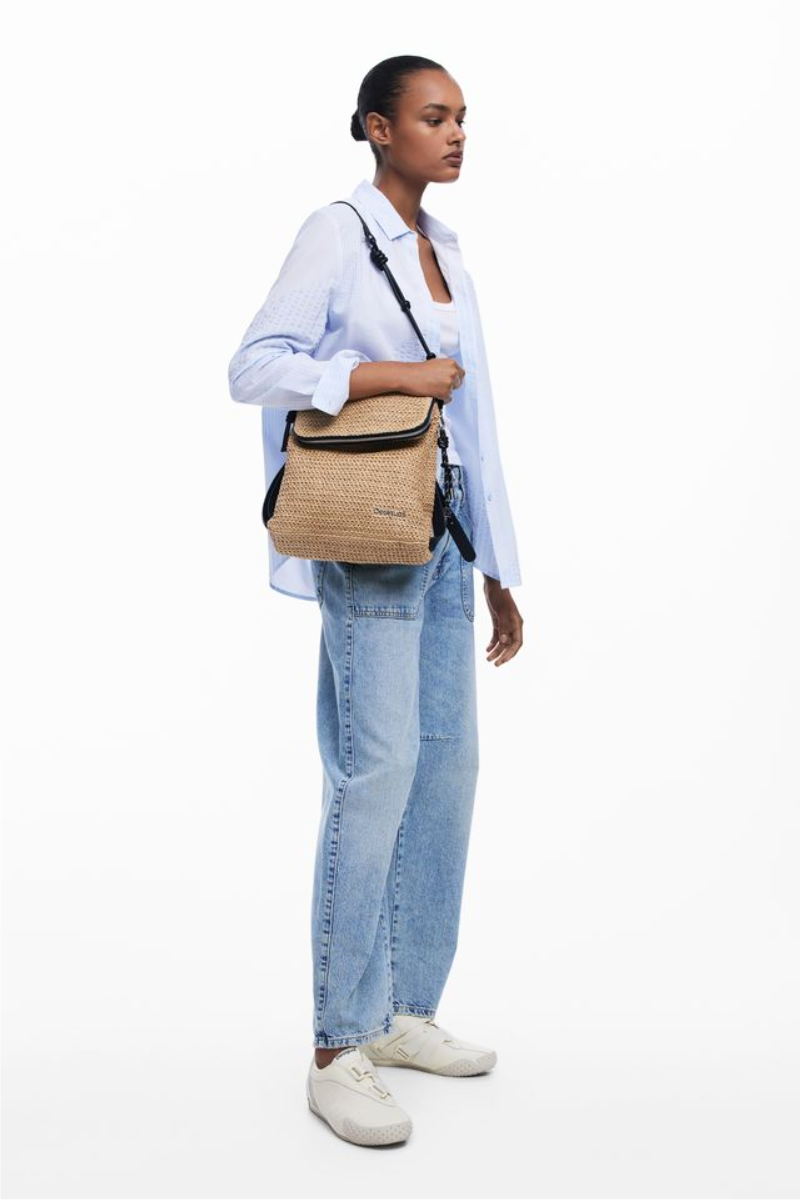 Shop Small Raffia Tan Backpack By Desigual - Origen Imports