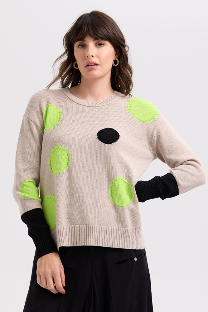 Shop Spots Intarsia Taupe Jumper By LD + Co - Origen Imports