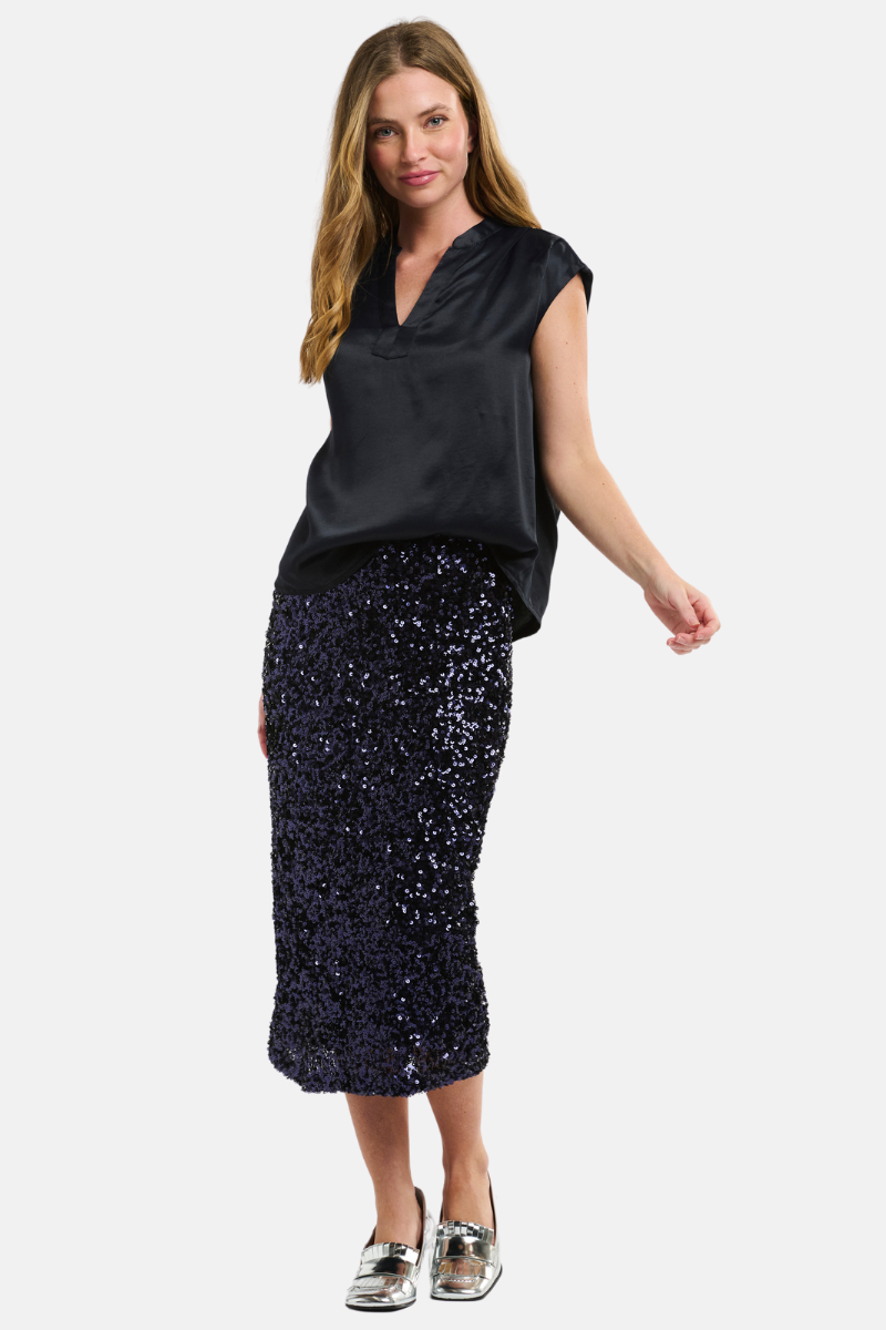 Shop Starlet Black Sequin Skirt by Italian Star - Origen Imports