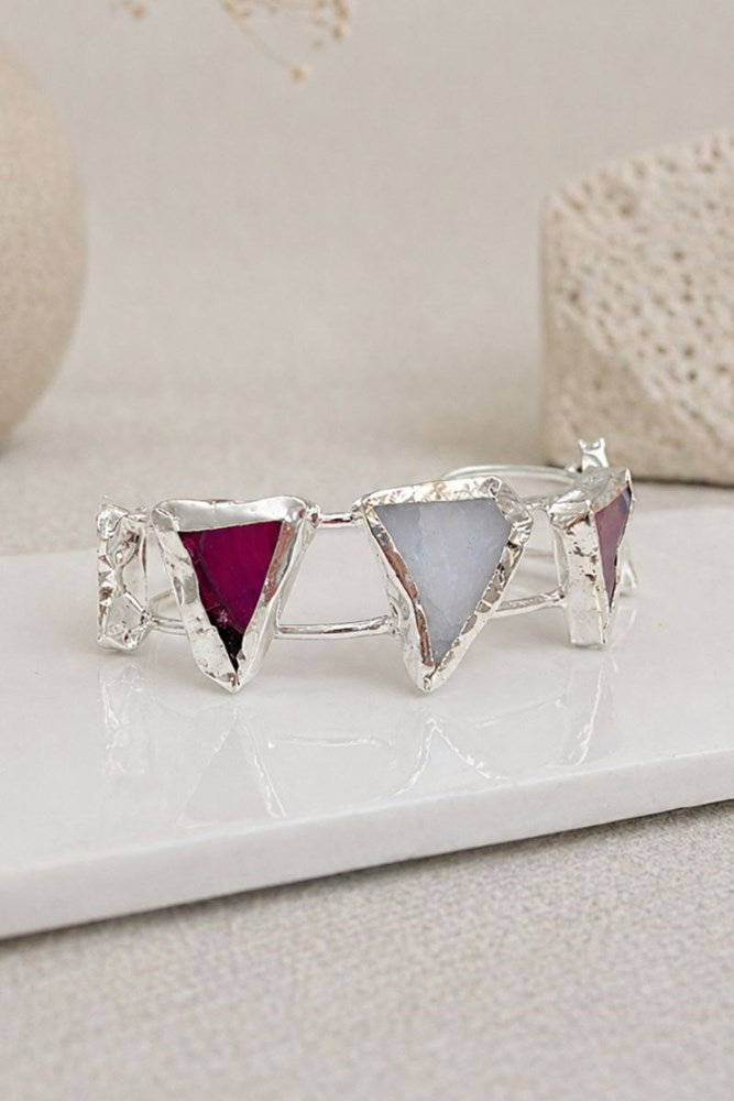 Aurelia Silver Five Stone Cuff Bracelet