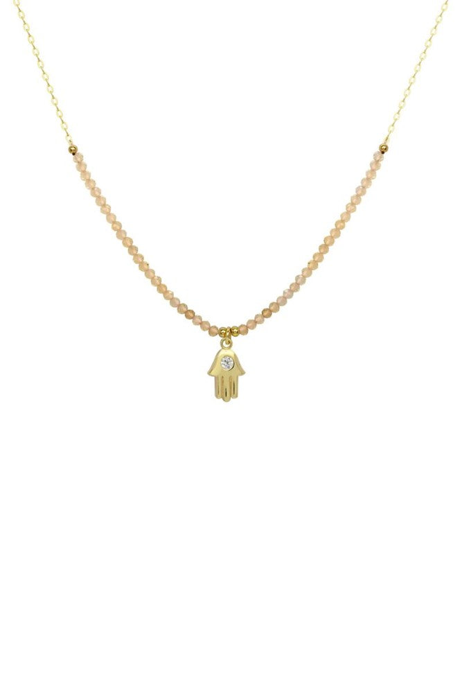 Daya-Sterling Silver Citrine Hamsa Necklace