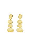 A pair of gold drop earrings with a textured, organic stone-like design, shown against a plain white background.