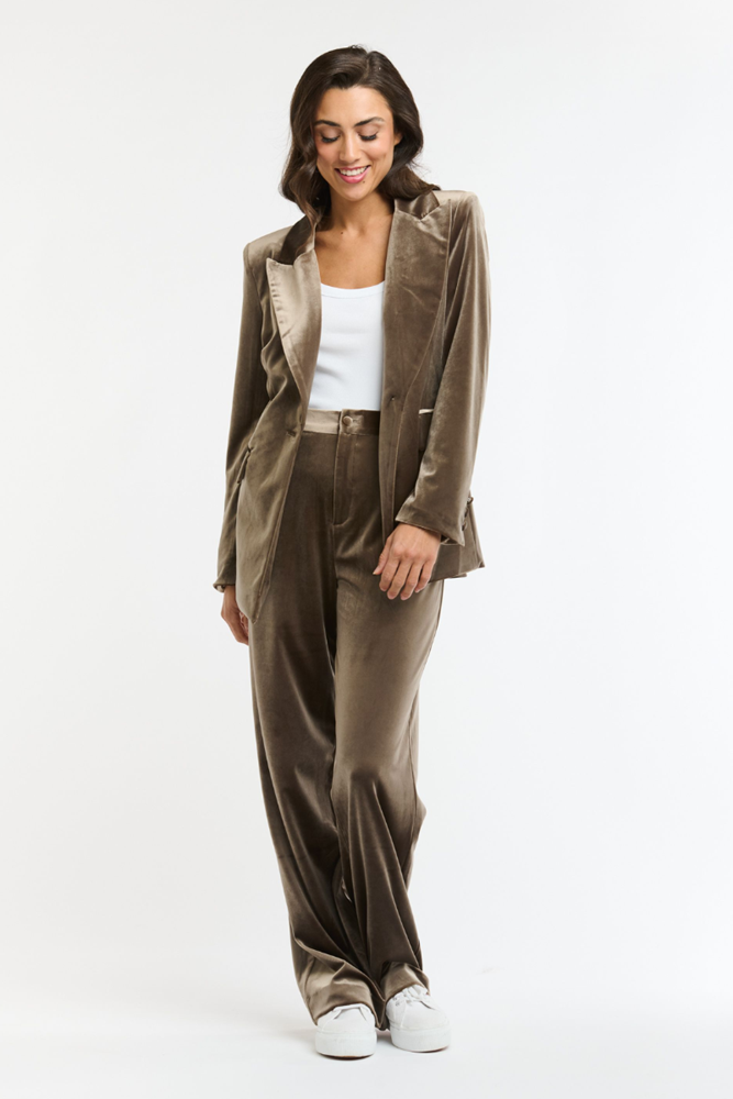 Shop Taupe Jets Velvet Pant By Italian Star - Origen Imports