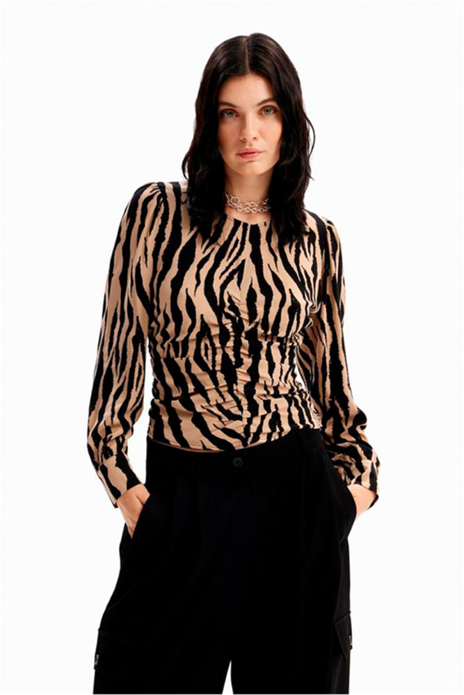 Shop Zebra Rouched Blouse By Desigual - Origen Imports