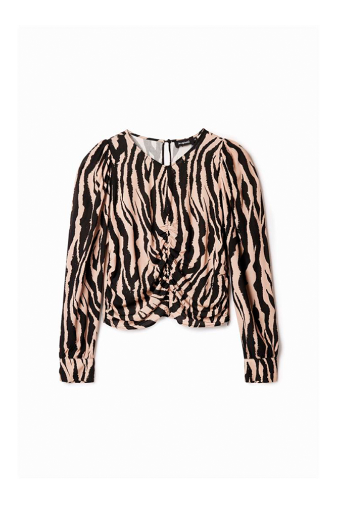 Shop Zebra Rouched Blouse By Desigual - Origen Imports