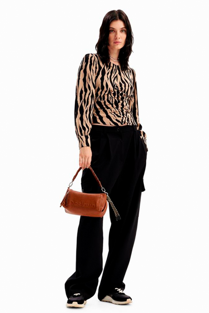 Shop Zebra Rouched Blouse By Desigual - Origen Imports