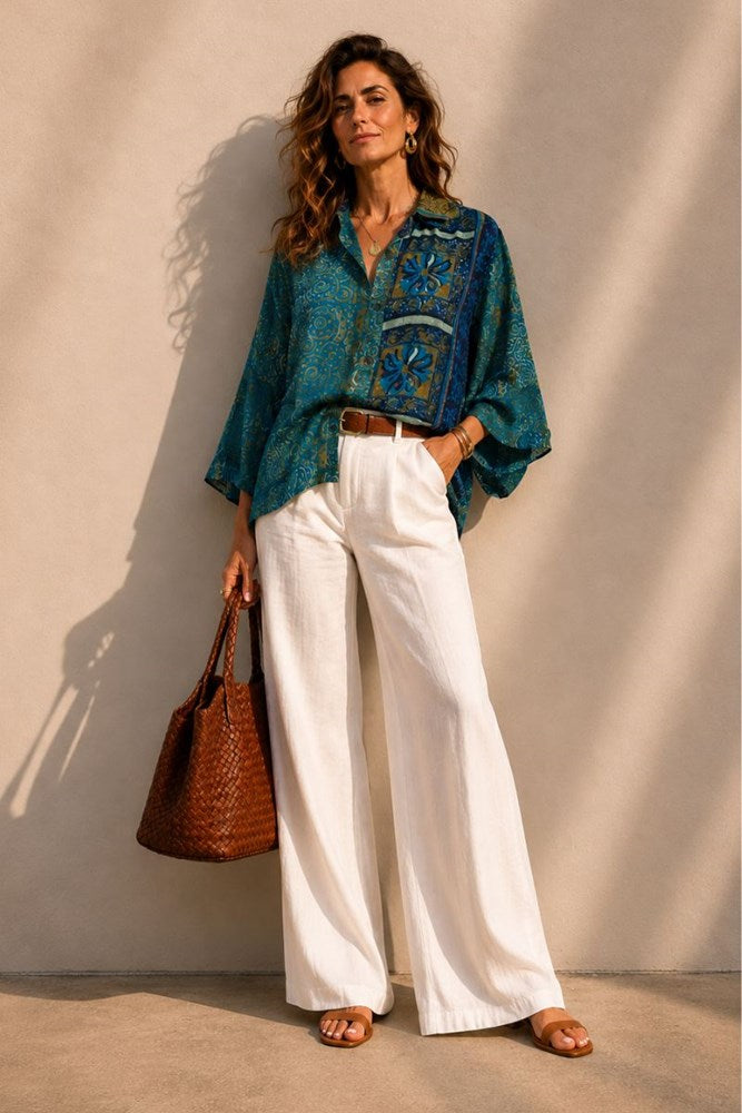 Tilly Cropped Vintage Silk Shirt