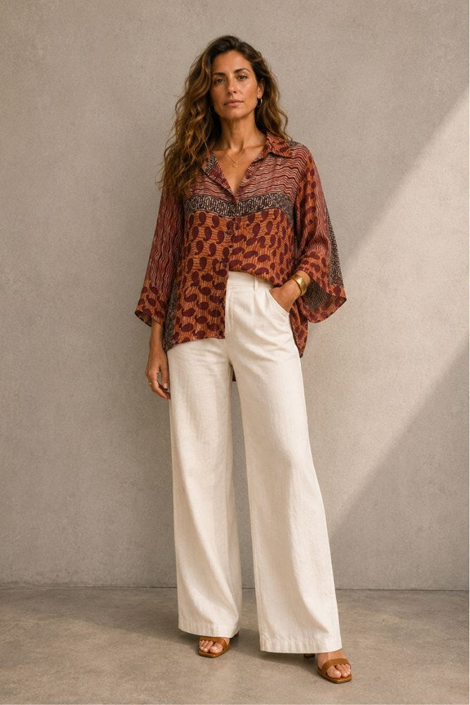Tilly Cropped Vintage Silk Shirt