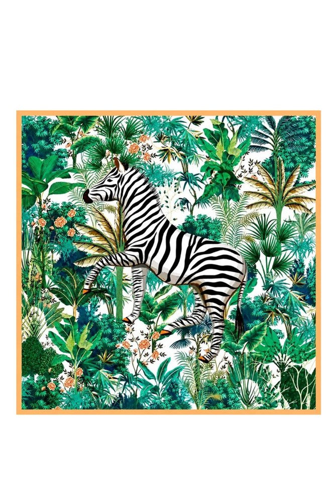 Zebra silk satin square scarf