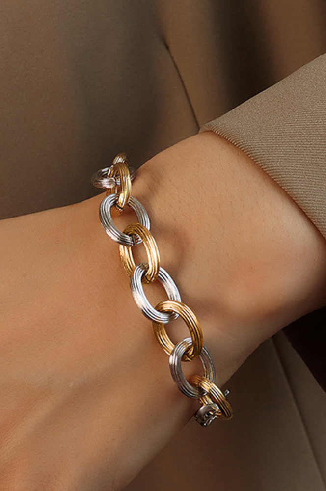 Gold & Silver Two Tone Open Link Bracelet