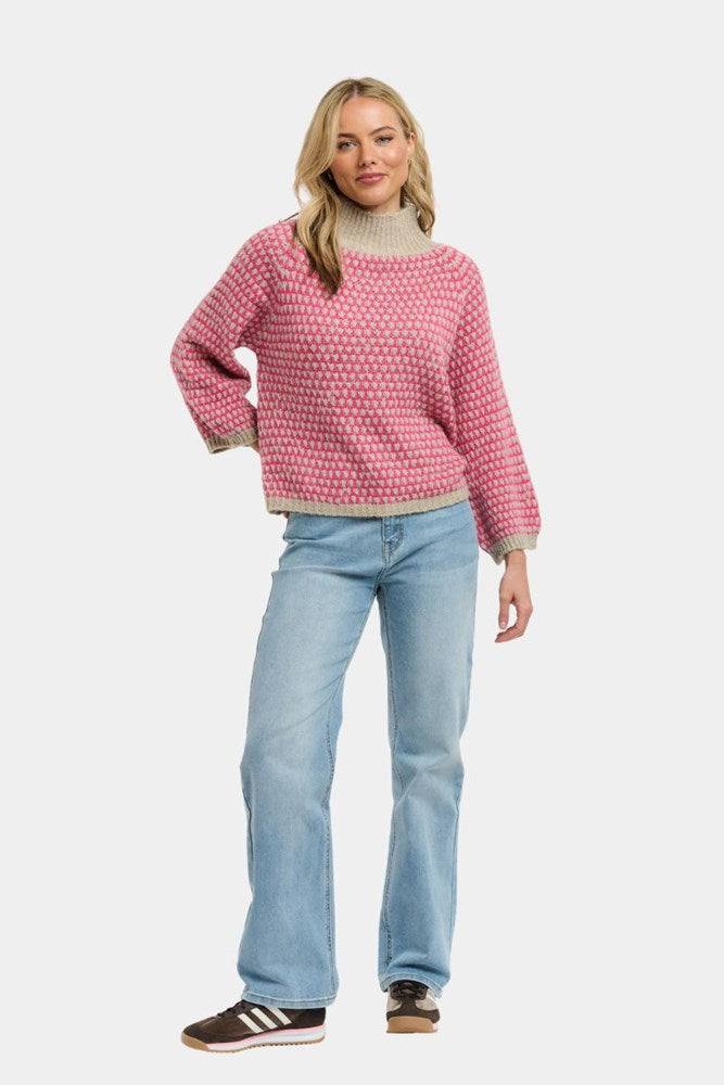 Crochet Jumper - Cream Pink