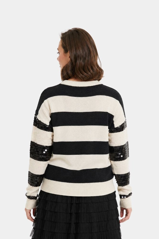 Sequin Jumper - Cream / Black