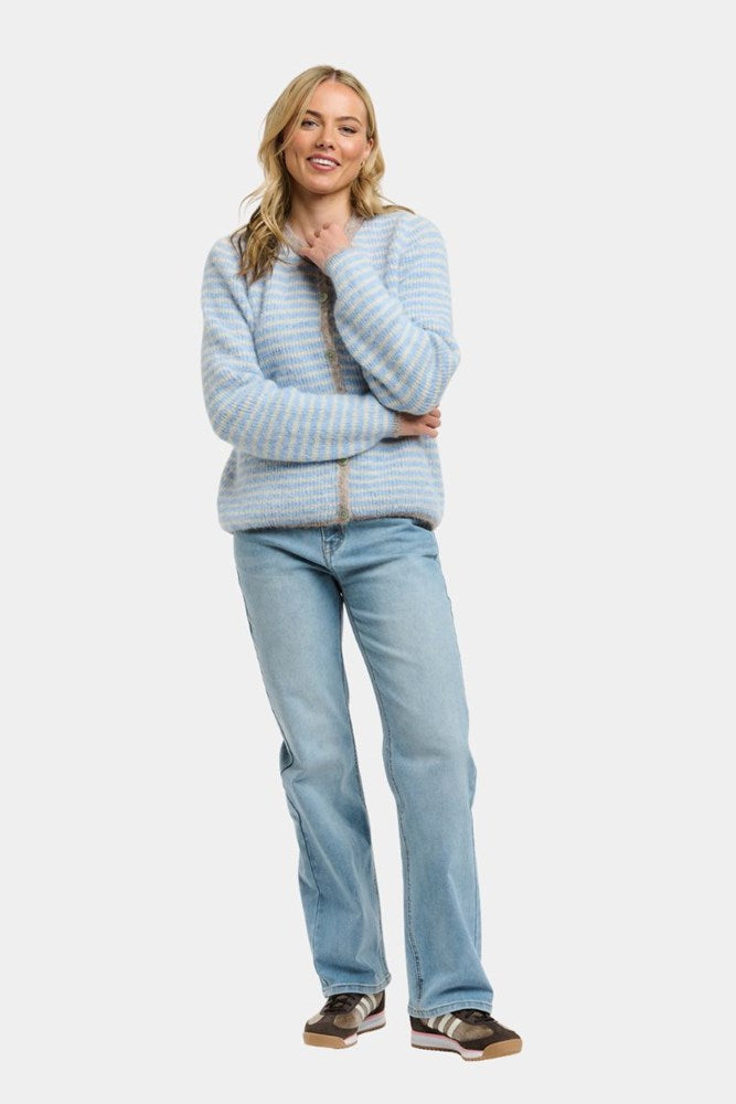 Striped Cardi - Beige/Cream/Blue