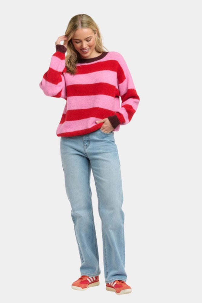 Striped Jumper - Red/Pink/Burgandy