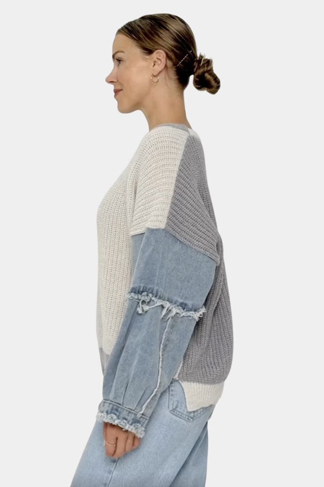 Vayla Knit Jumper in Blue Grey