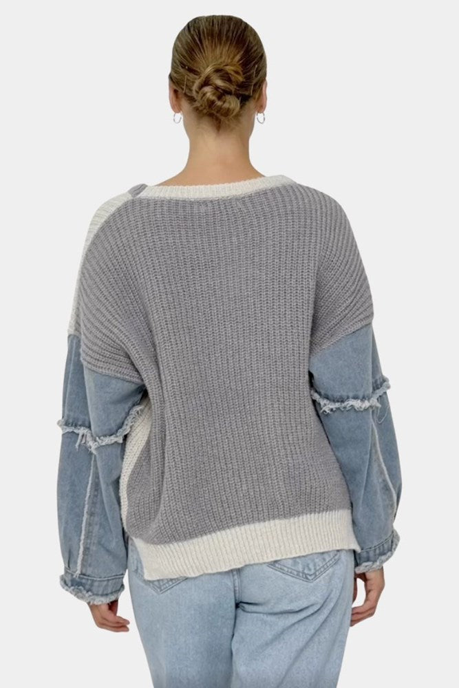 Vayla Knit Jumper in Blue Grey