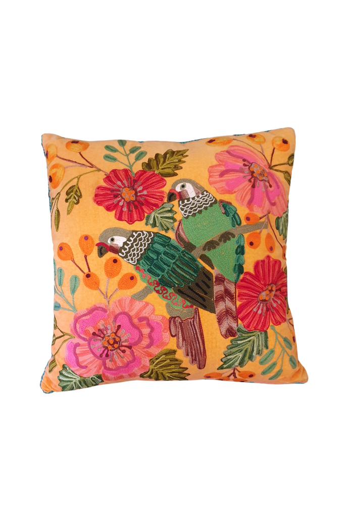 Shop Parrots Velvet Cushion - Origen Imports