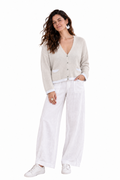Verona Cotton Cardigan - Natural with white trim