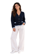 Verona Cotton Cardigan - Navy with blue trim