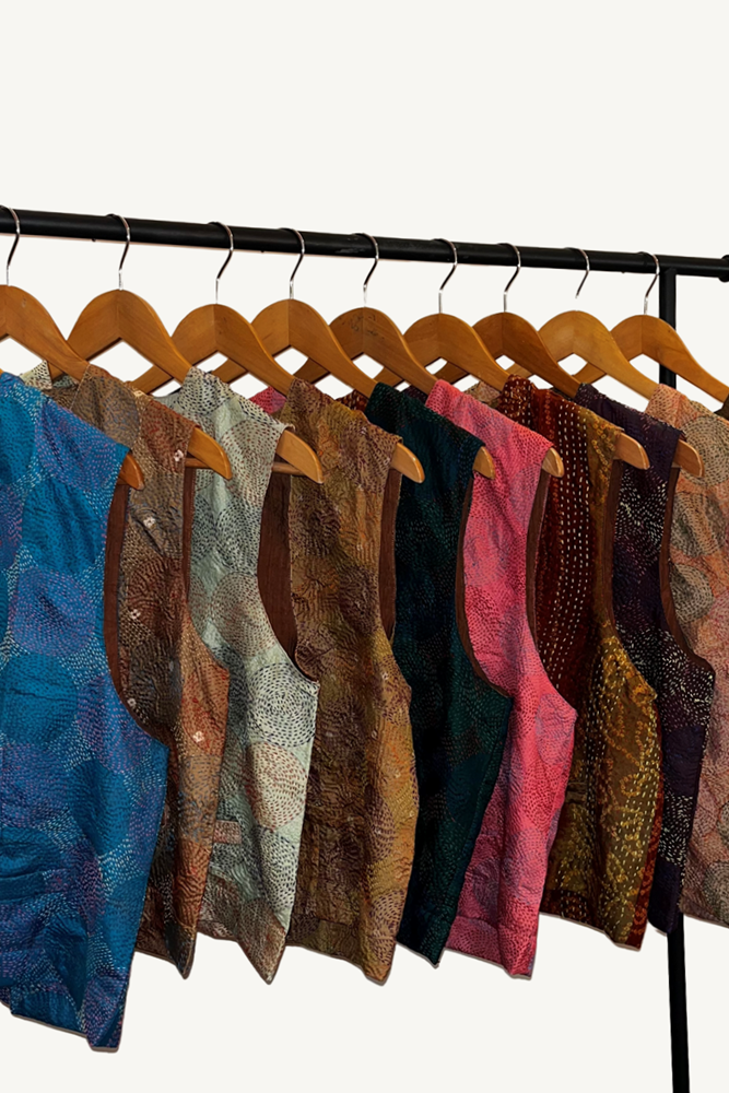 Shop Kantha Silk Vest By Origen - Origen Imports