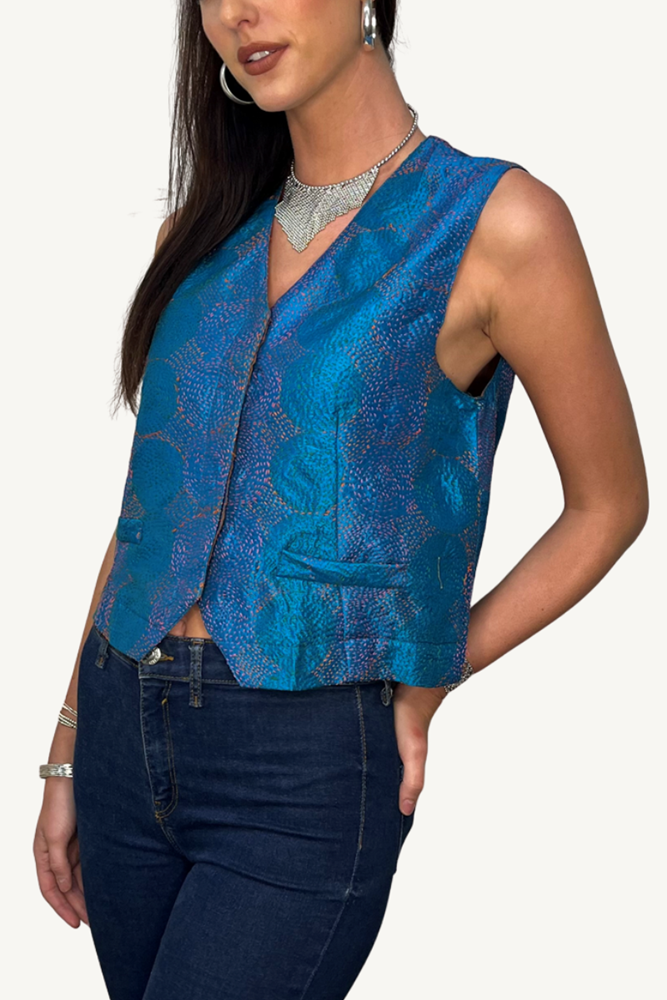 Shop Kantha Silk Vest By Origen - Origen Imports