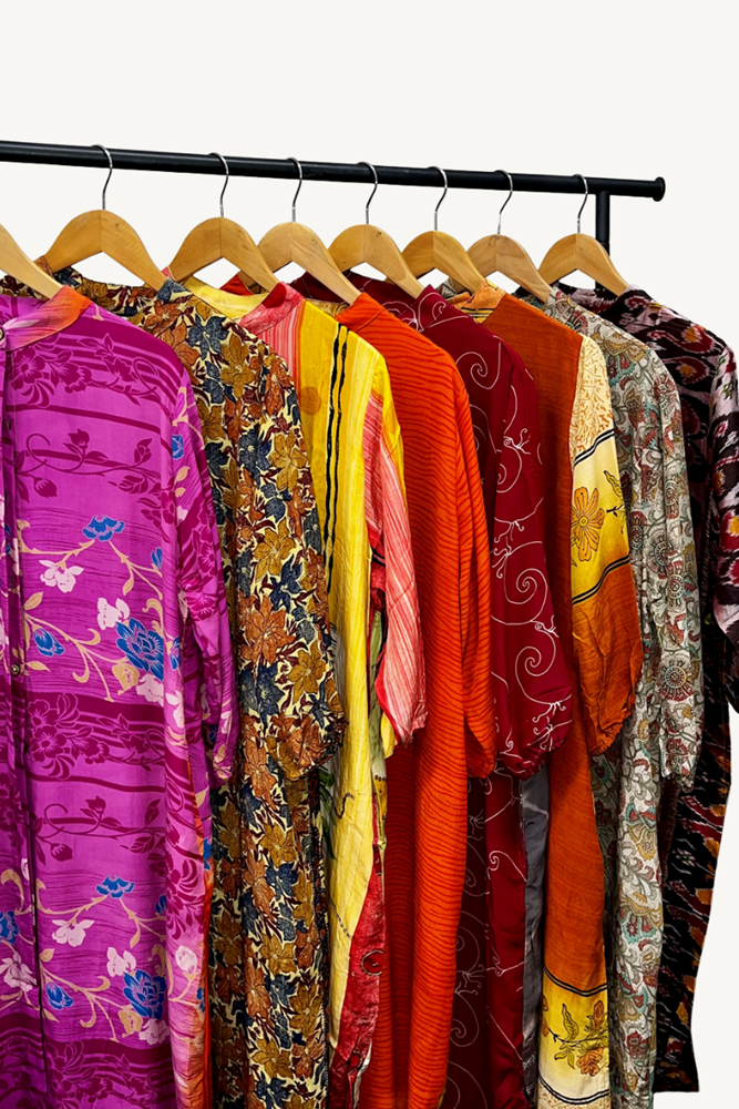 Vintage Silk Long Shirt Dress By Origen