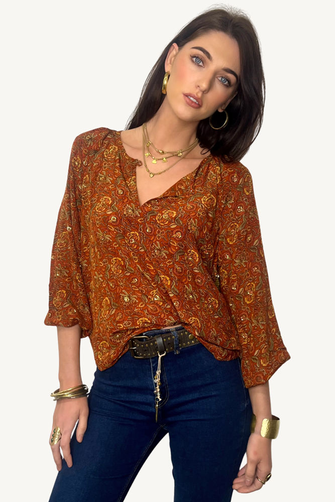 Shop Vintage Silk Peasant Blouse By Origen - Origen Imports