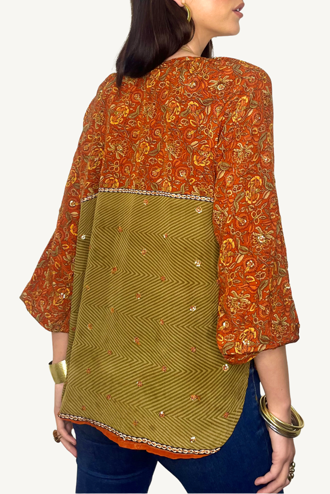 Shop Vintage Silk Peasant Blouse By Origen - Origen Imports