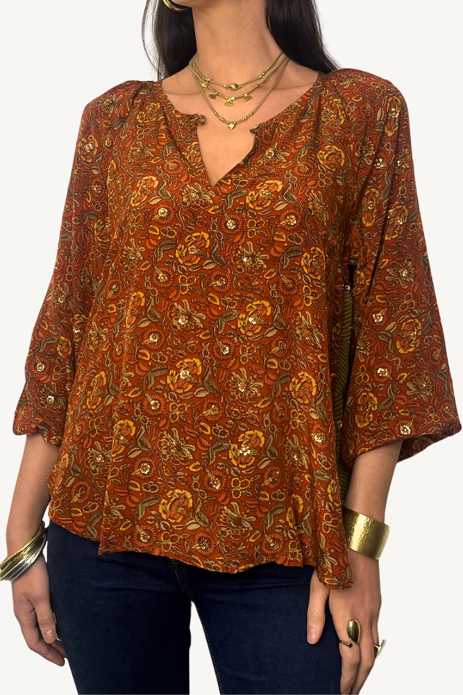 Shop Vintage Silk Peasant Blouse By Origen - Origen Imports