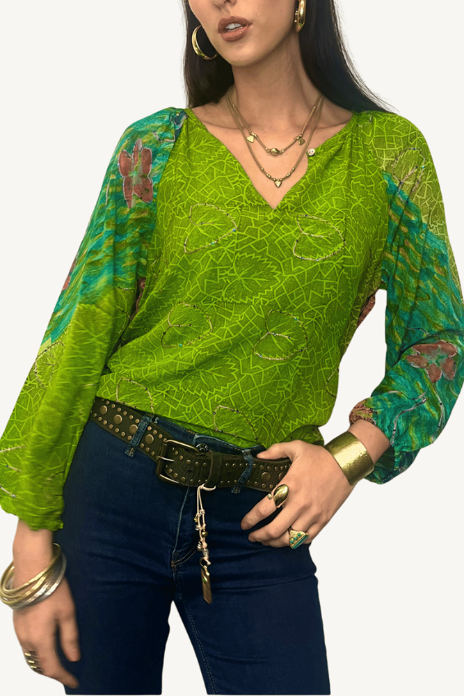 Shop Vintage Silk Peasant Blouse By Origen - Origen Imports