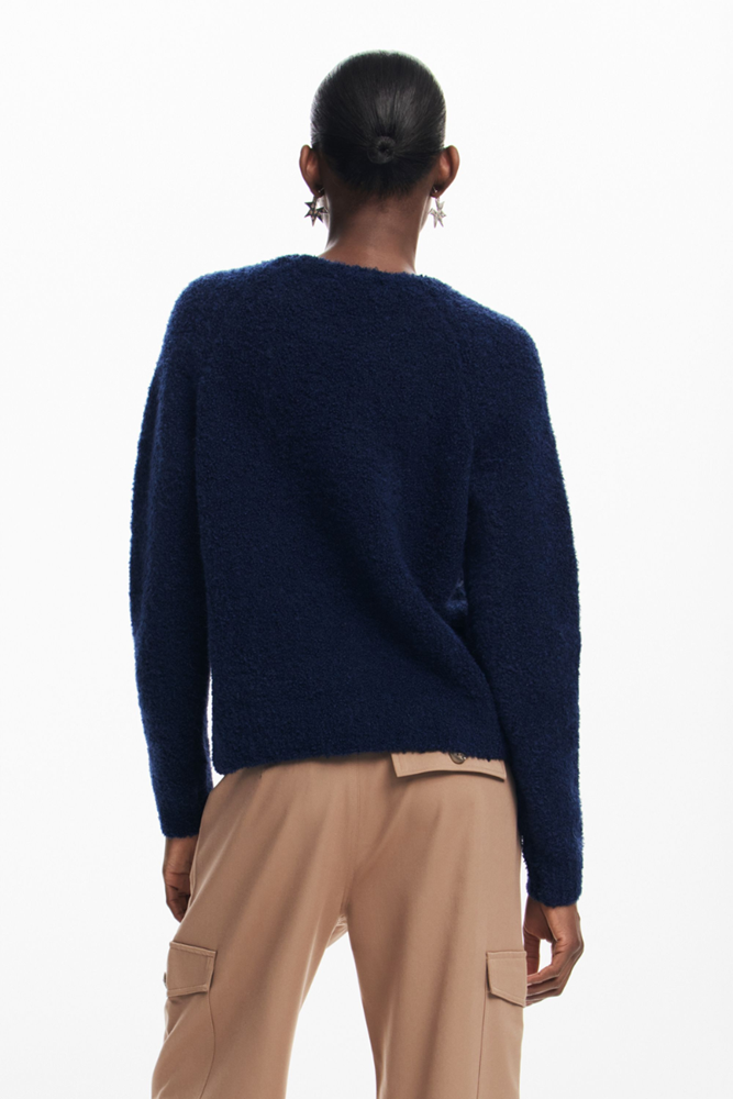 Shop Navy Floral Design Navy Sweater By Desigual - Origen Imports