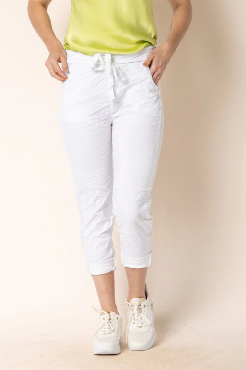 Shop White Miranda Pants By Imagine Fashion - Origen Imports