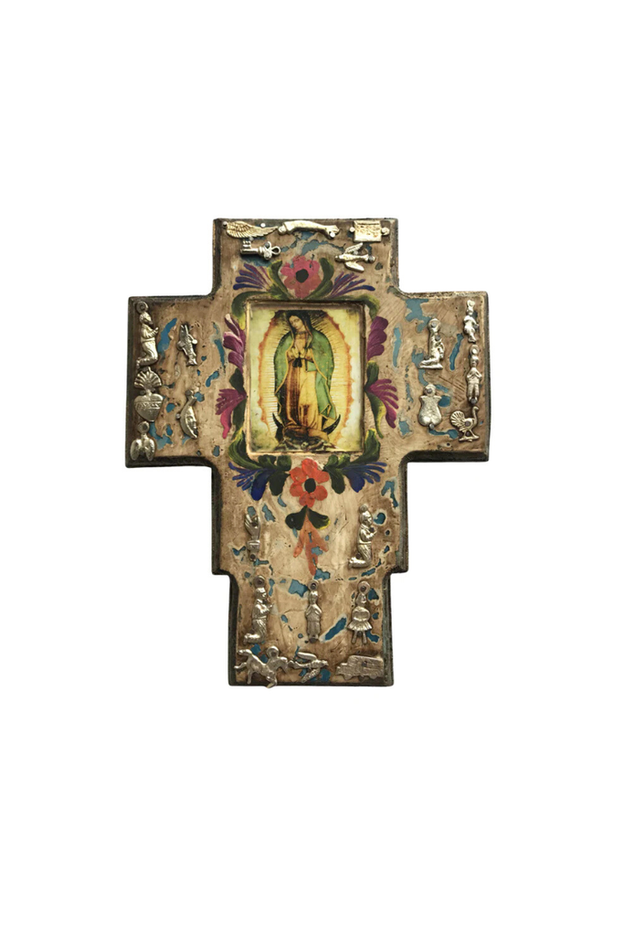 Shop Wooden Cross With Mary & Milagro - Origen Imports