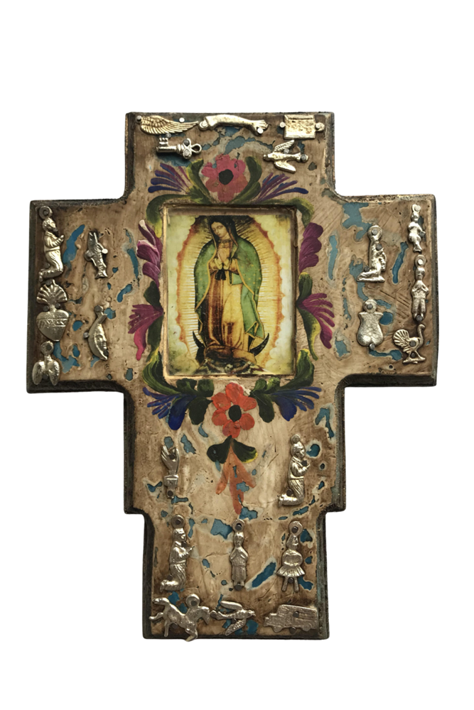 Shop Wooden Cross With Mary & Milagro - Origen Imports