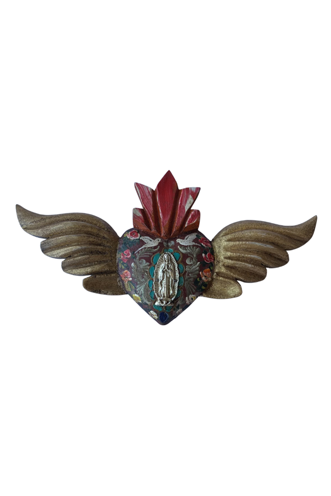 Shop Wooden Heart With Wings & Guangdalupe Mila - Origen Imports