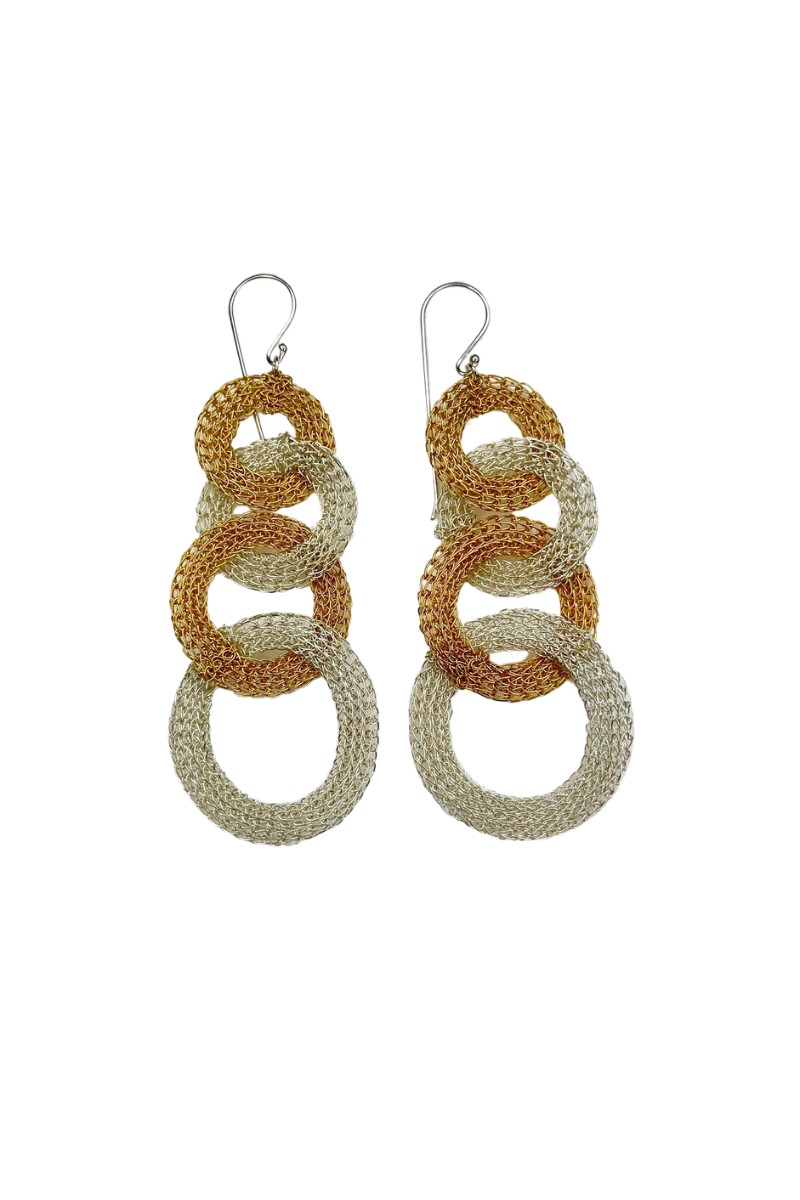 Shop Woven Mesh Silver & Gold Ringlet Drop Earrings - Origen Imports