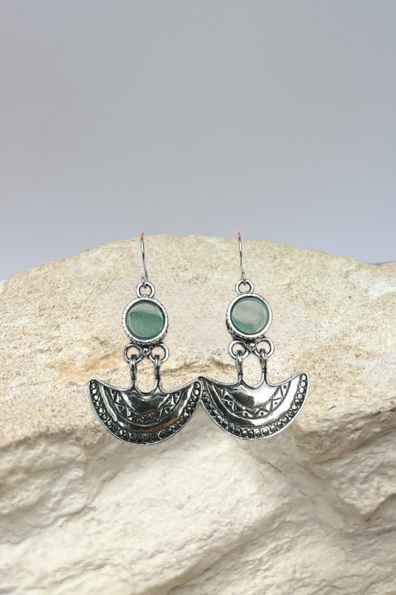 Shop Yaffa Aventurine and Silver Earrings - Origen Imports