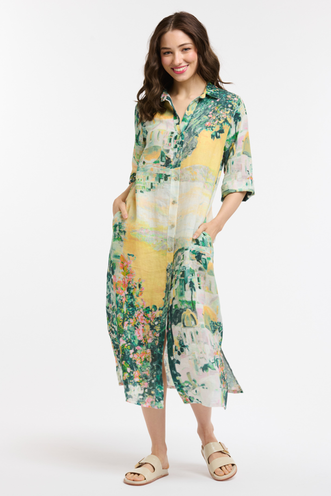 Shop Yellow Linen Amalfi Dress by Urban Luxury - Origen Imports
