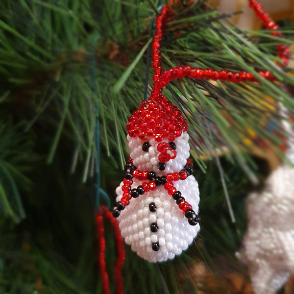 Shop Beaded Snowman Christmas Decoration - Origen Imports