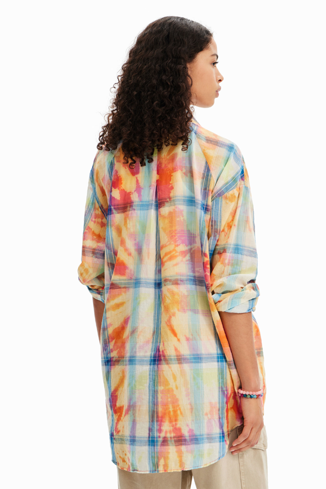 Shop Oversize Tie-Dye Plaid Shirt By Desigual - Origen Imports