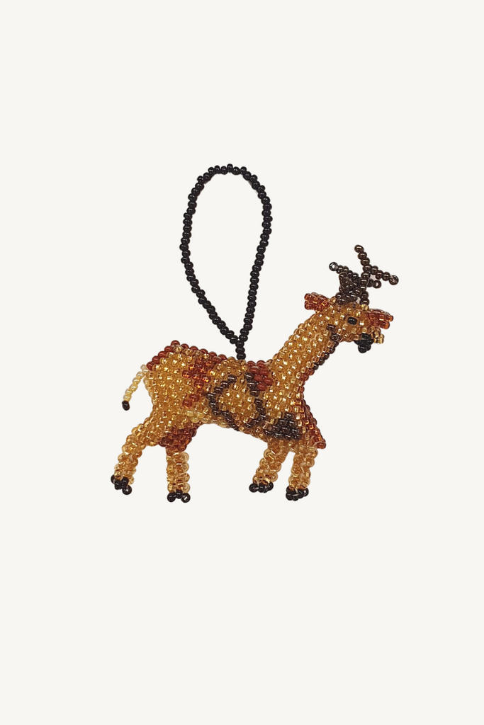 Shop Beaded Reindeer Christmas Decoration - Origen Imports