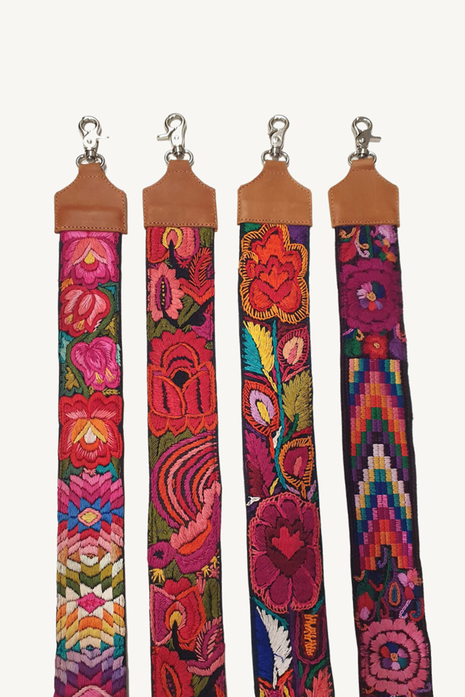 leather embroidered camera strap